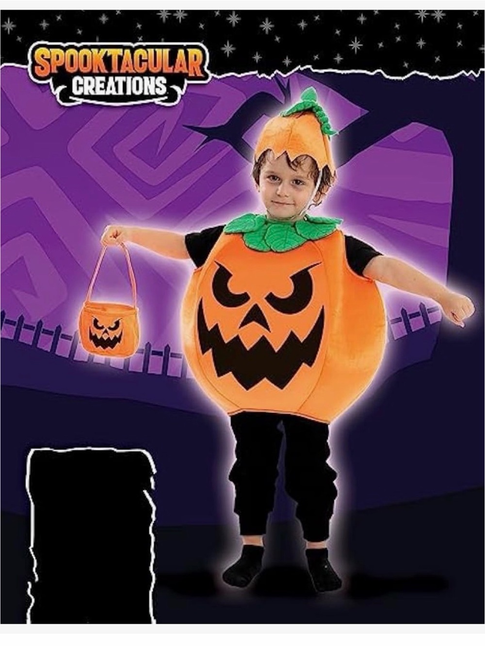 Spooktacular Creations Kids Pumpkin Costume 3T Set w/ Hat & Bag